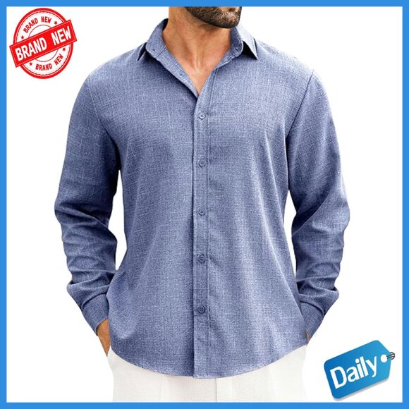 Other - Premium Linen Button Down Shirt Long Sleeve Regular Fit Wedding Casual